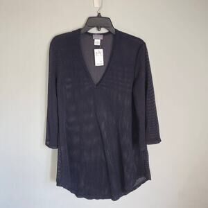 NWT Jordan Taylor Womens Black mesh swim coverup tunic size S